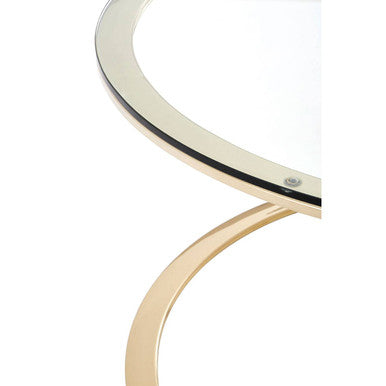 Allure Champagne Stainless Steel Round Coffee Table with Hourglass Base