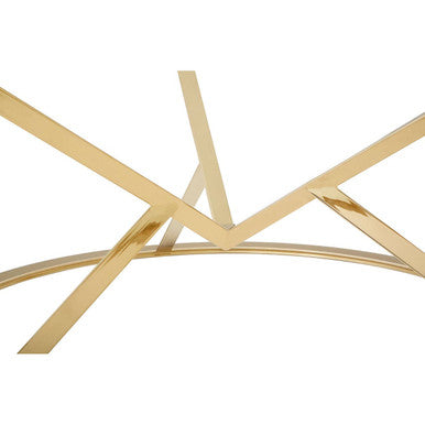 Champagne Gold Stainless Steel Base Round Coffee Table with Tempered Glass Top, Allure