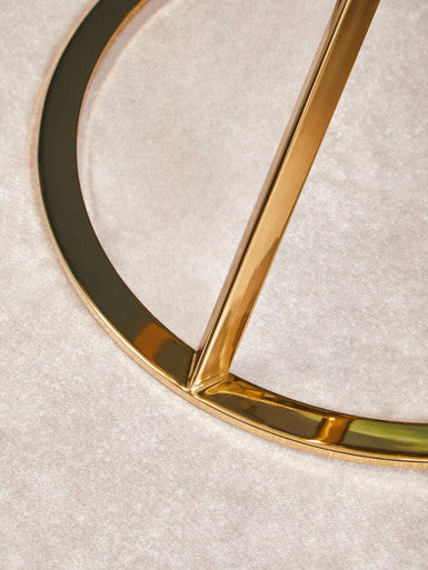 Allure Champagne Stainless Steel Round End Table with Hourglass Base