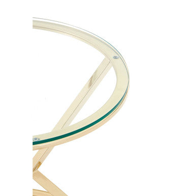 Allure Champagne Stainless Steel Round End Table with Hourglass Base
