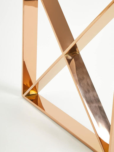 Rose Gold Stainless Steel Cross Legs End Table with Tempered Glass Top, Allure