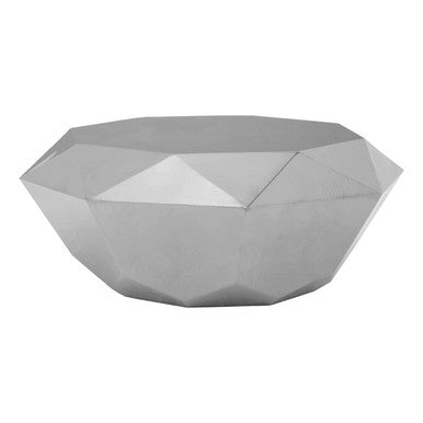 Allure Silver Stainless Steel Coffee Table with Diamond Cut Design