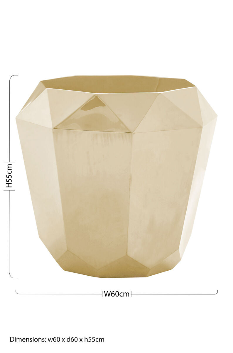 Allure Champagne Stainless Steel End Table with Diamond Cut Design