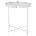 Allure Silver Mirrored Glass Round Side Table with Chrome Legs