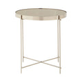 Allure Grey Mirrored Glass Low Side Table with Nickel Legs