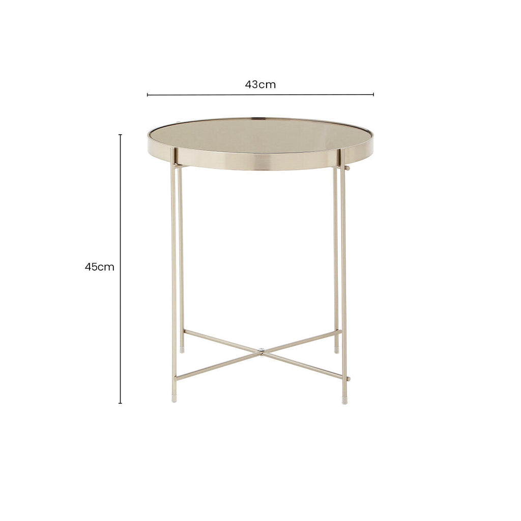 Allure Grey Mirrored Glass Low Side Table with Nickel Legs