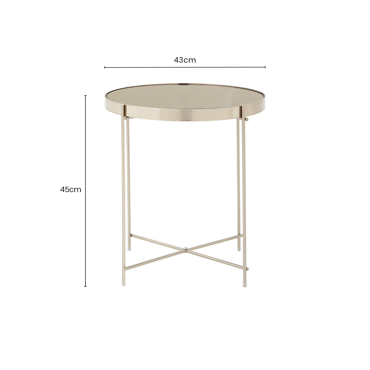 Allure Grey Mirrored Glass Low Side Table with Nickel Legs