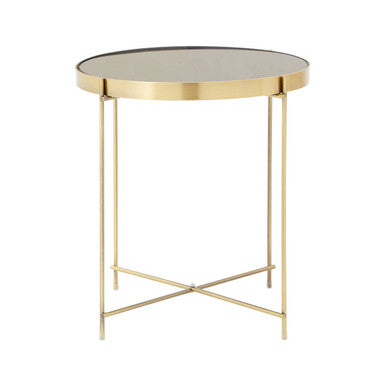 Allure Black Mirrored Glass Low Side Table with Bronze Legs