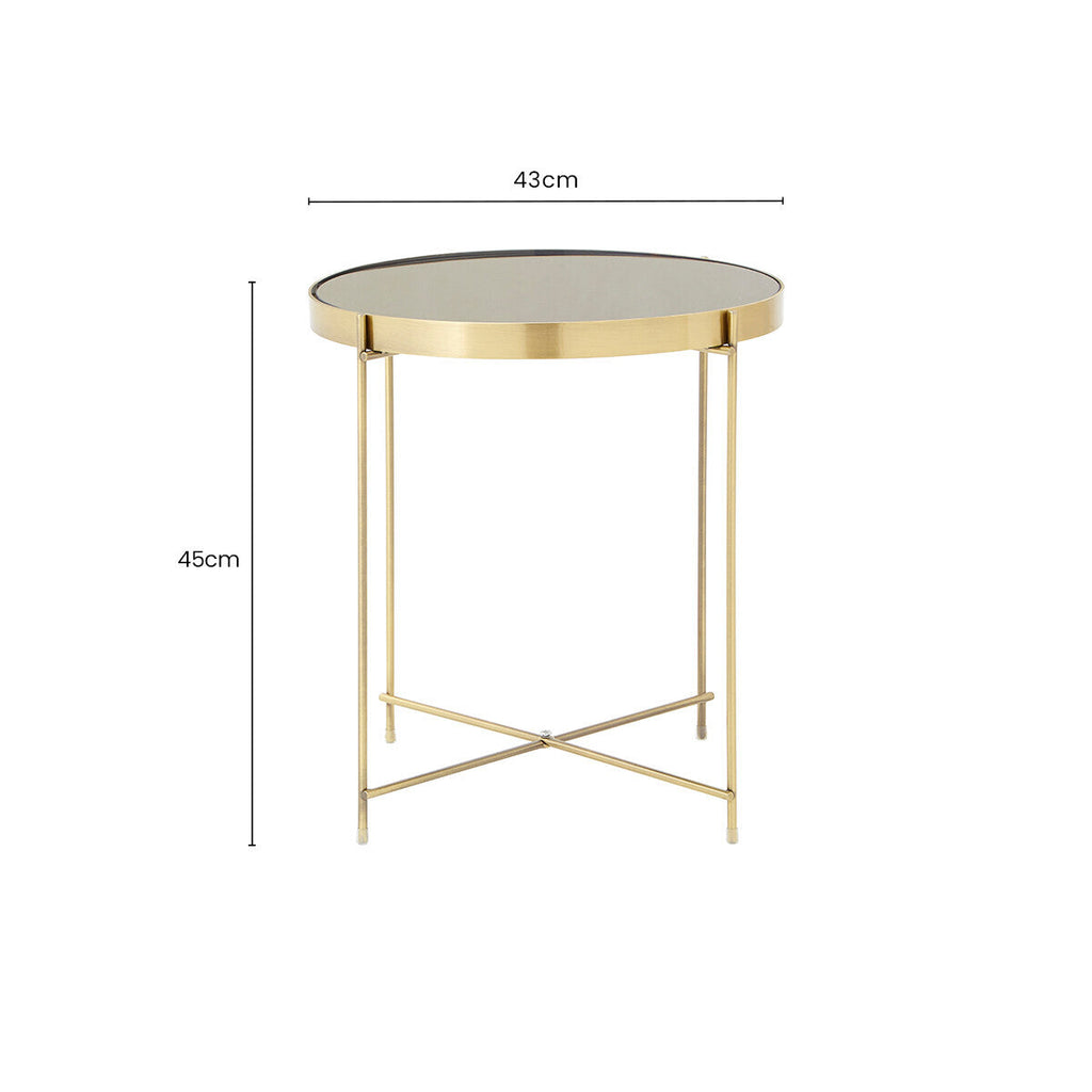 Allure Black Mirrored Glass Low Side Table with Bronze Legs