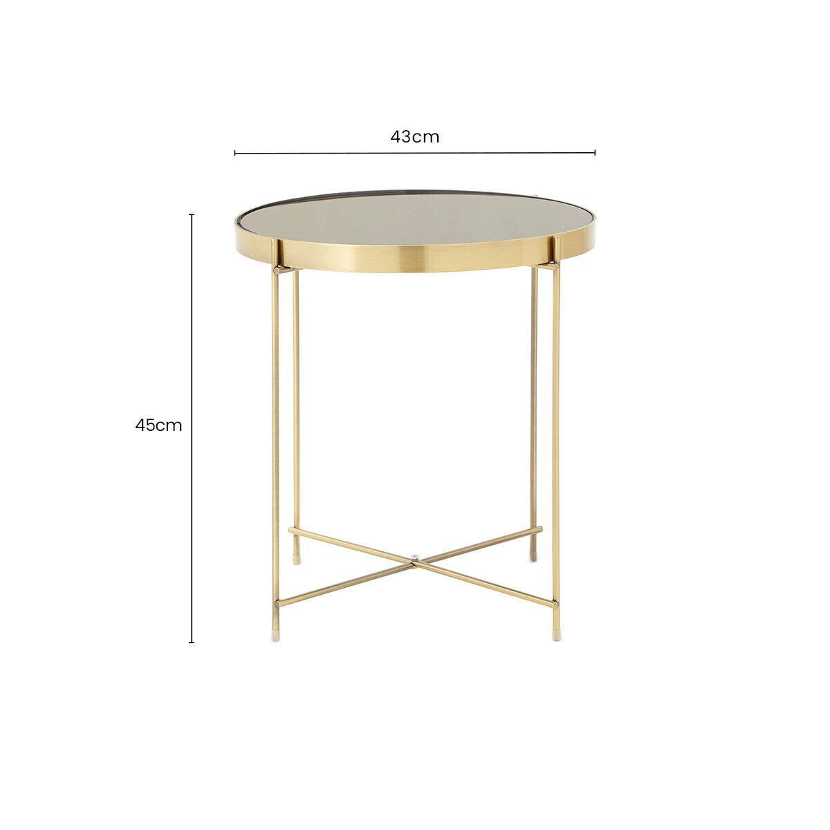 Allure Black Mirrored Glass Low Side Table with Bronze Legs