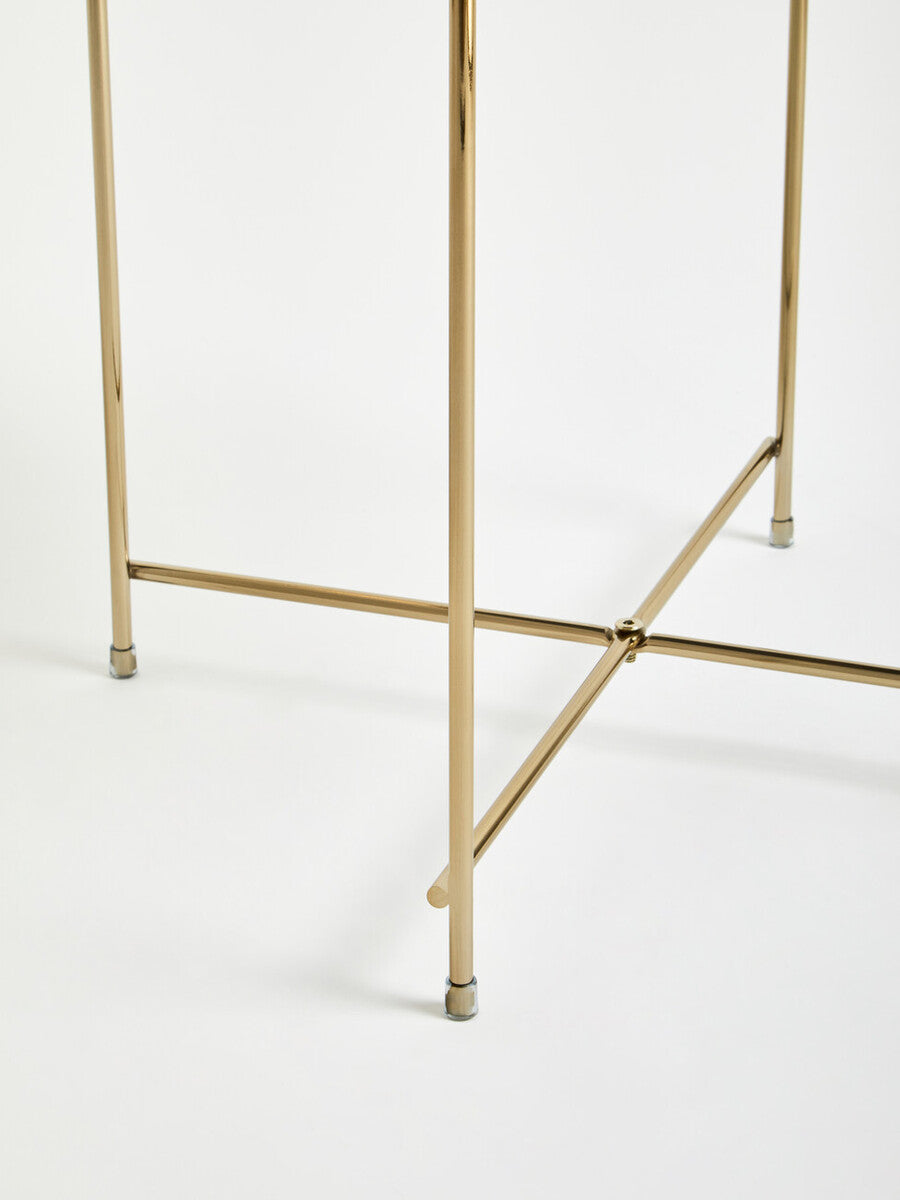 Black Mirror Side Table with Slim Tubular Metal Legs, Allure