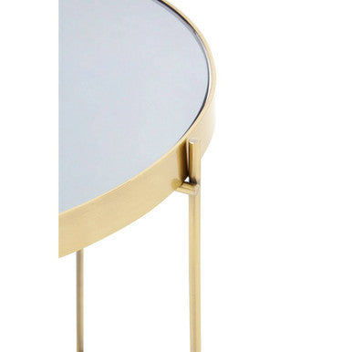 Allure Black Mirrored Glass Low Side Table with Bronze Legs