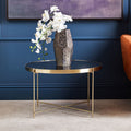 Allure Black Mirrored Glass Large Side Table with Lattice Base
