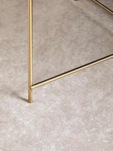 Allure Black Mirrored Glass Large Side Table with Lattice Base