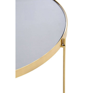 Allure Black Mirrored Glass Large Side Table with Lattice Base