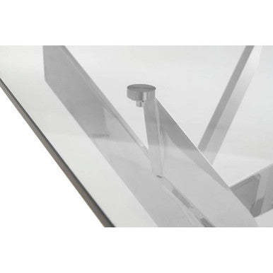 Allure Chrome Metal Rectangular Dining Table with Clear Glass Top
