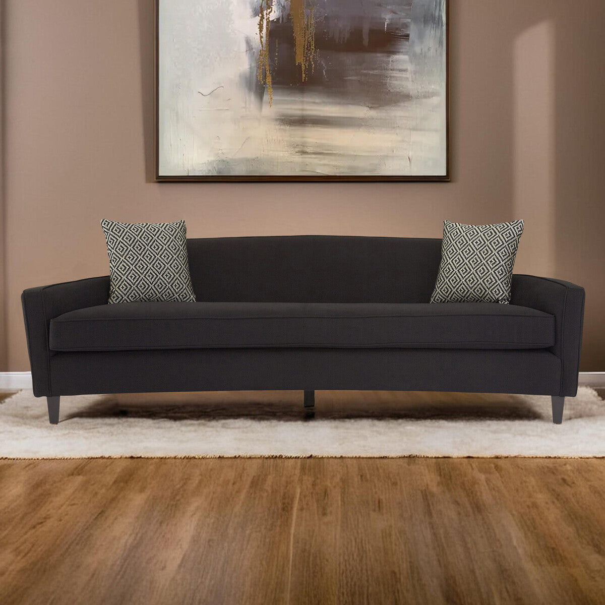 3 Seater Black Dimity Fabric Sofa, Rania