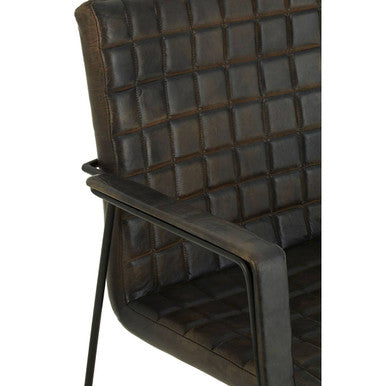 Buffalo Iron And Grey Leather Weave Chair