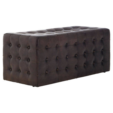 Buffalo Brown Wood Button Tufted Ottoman