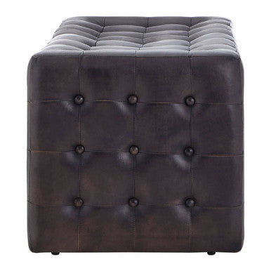 Buffalo Brown Wood Button Tufted Ottoman