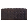 Buffalo Brown Wood Button Tufted Ottoman