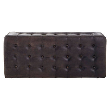 Buffalo Brown Wood Button Tufted Ottoman