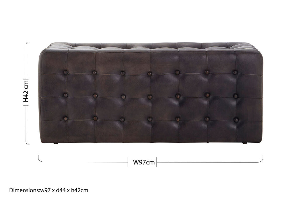 Buffalo Brown Wood Button Tufted Ottoman
