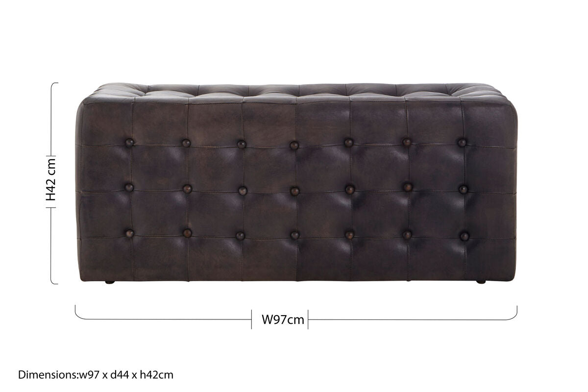 Buffalo Brown Wood Button Tufted Ottoman
