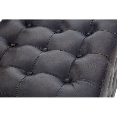 Buffalo Brown Wood Button Tufted Ottoman