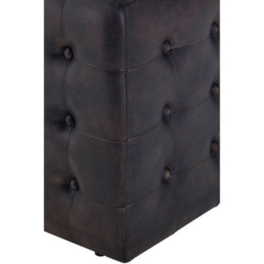 Buffalo Brown Wood Button Tufted Ottoman
