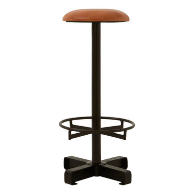 Buffalo Light Brown Leather Bar Stool with Footrest