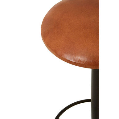 Buffalo Light Brown Leather Bar Stool with Footrest