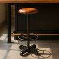 Buffalo Light Brown Leather Bar Stool with Footrest