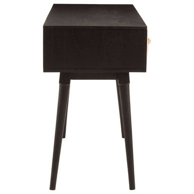 Black and Gold Mango Wood Console Table with Geometric Accents, Malta