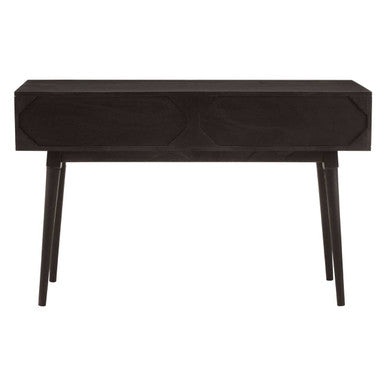 Black and Gold Mango Wood Console Table with Geometric Accents, Malta