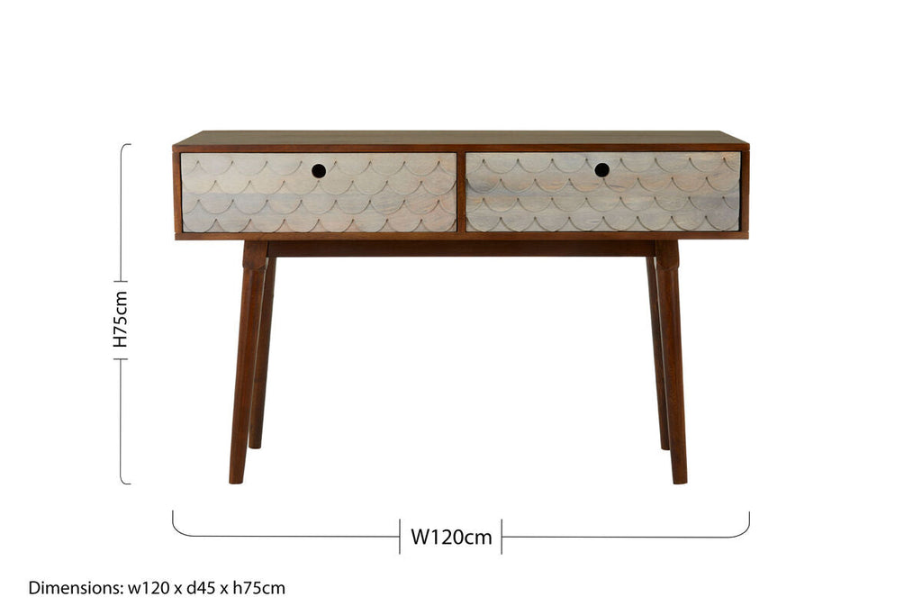 Natural Mango Wood Console Table with 2 Drawers | Costal