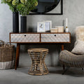 Natural Mango Wood Console Table with 2 Drawers | Costal