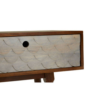 Natural Mango Wood Console Table with 2 Drawers, Costal