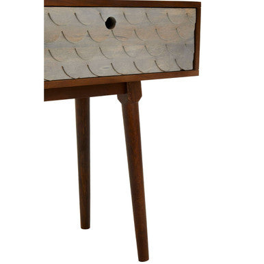 Natural Mango Wood Console Table with 2 Drawers, Costal