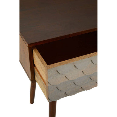 Natural Mango Wood Console Table with 2 Drawers, Costal