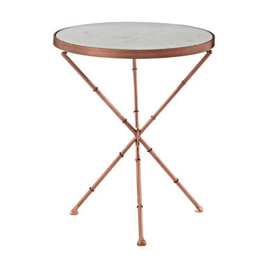 White Marble Top Cross Leg Table With Metal Finish, Nirav