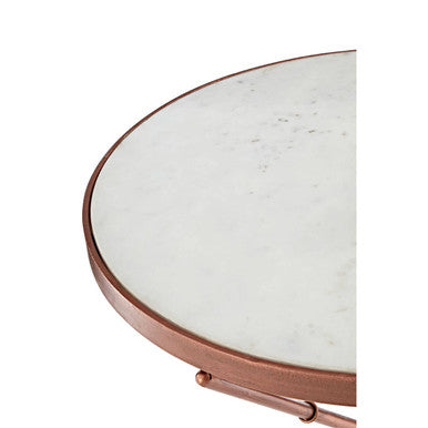 White Marble Top Cross Leg Table With Metal Finish, Nirav