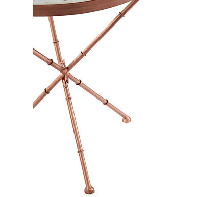 White Marble Top Cross Leg Table With Metal Finish, Nirav
