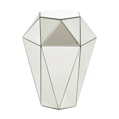 Silver Opulent Faceted Mirrored Side Table, Kensington Townhouse