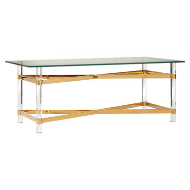 Glass Top Coffee Table with Acrylic Legs, Clarence
