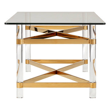 Glass Top Coffee Table with Acrylic Legs, Clarence
