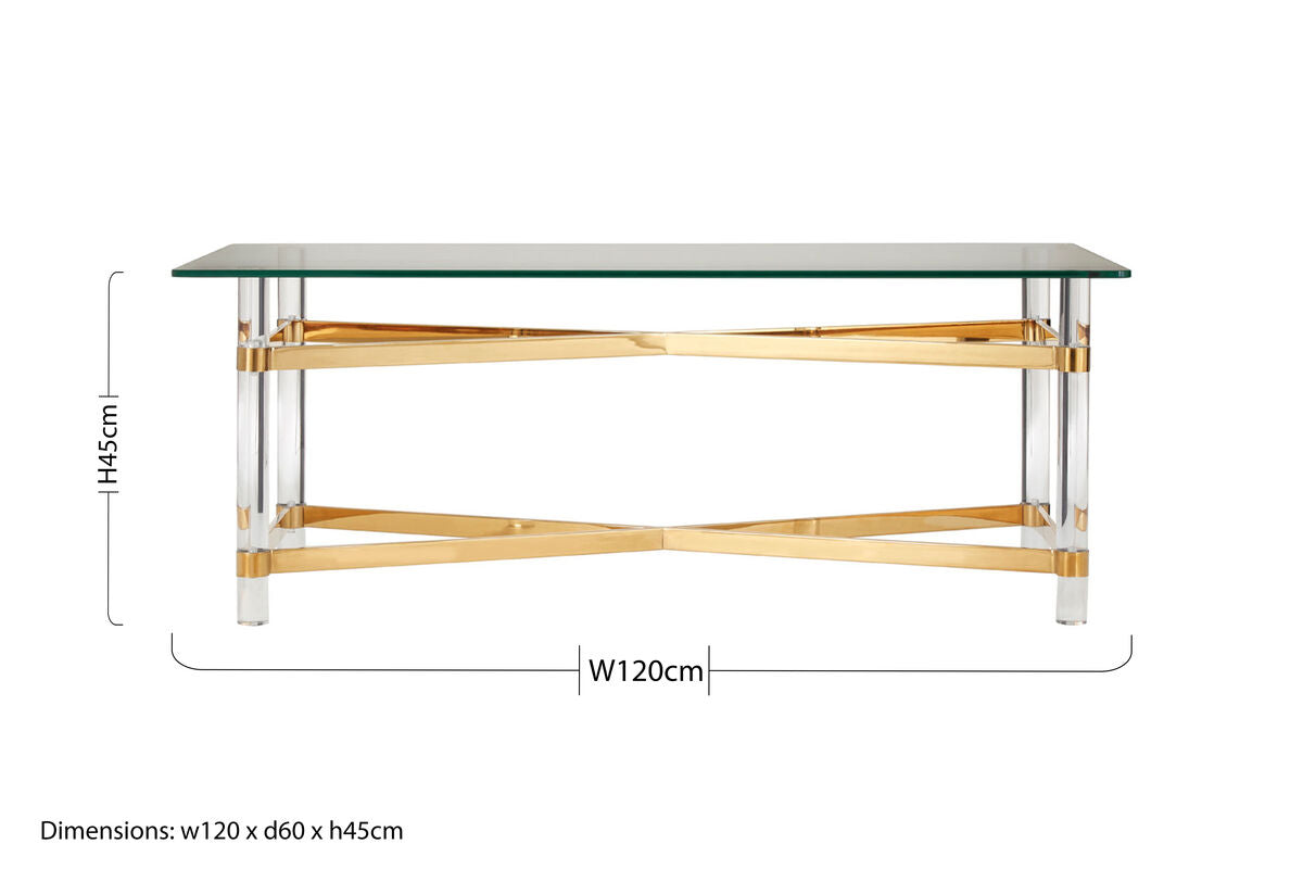Glass Top Coffee Table with Acrylic Legs, Clarence