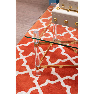 Glass Top Coffee Table with Acrylic Legs, Clarence