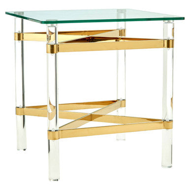 Glass Top Side Table with Acrylic Legs, Clarence