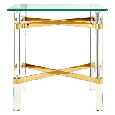 Glass Top Side Table with Acrylic Legs, Clarence